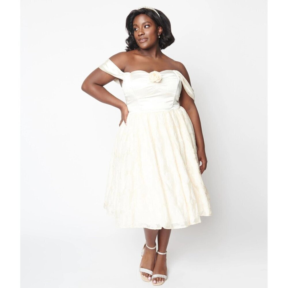 NWT Unique Vintage 1950s Fit & Flare Wedding Dress 14